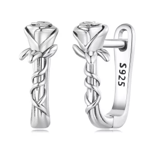 Pendientes de Aro con Rosas de Estilo Pandora - BSE716 (imagen para) Pendientes de Aro con Rosas de Estilo Pandora - BSE716