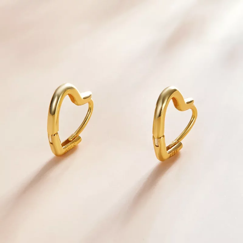 (imagen para) Pendientes de Aro de Metal de Estilo Pandora con Corazón - SCE1174-B - Ver 2