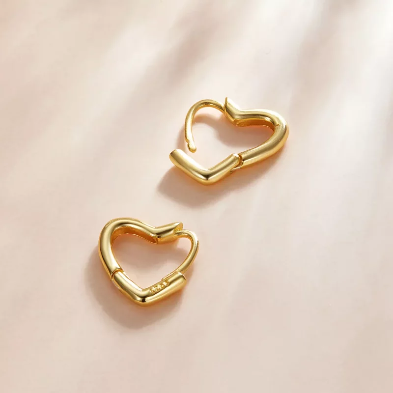 (imagen para) Pendientes de Aro de Metal de Estilo Pandora con Corazón - SCE1174-B - Ver 3