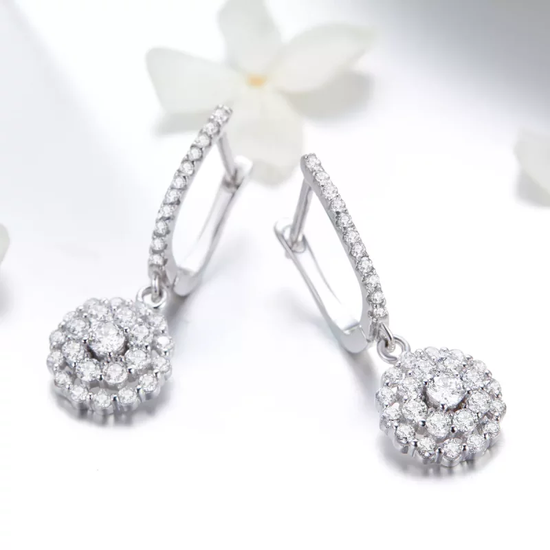 (imagen para) Pendientes de aro estilo Pandora con flor de luz - SCE517 - Ver 2