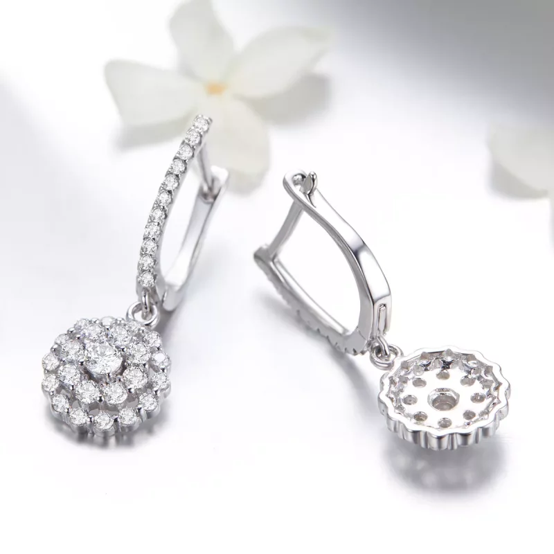 (imagen para) Pendientes de aro estilo Pandora con flor de luz - SCE517 - Ver 3