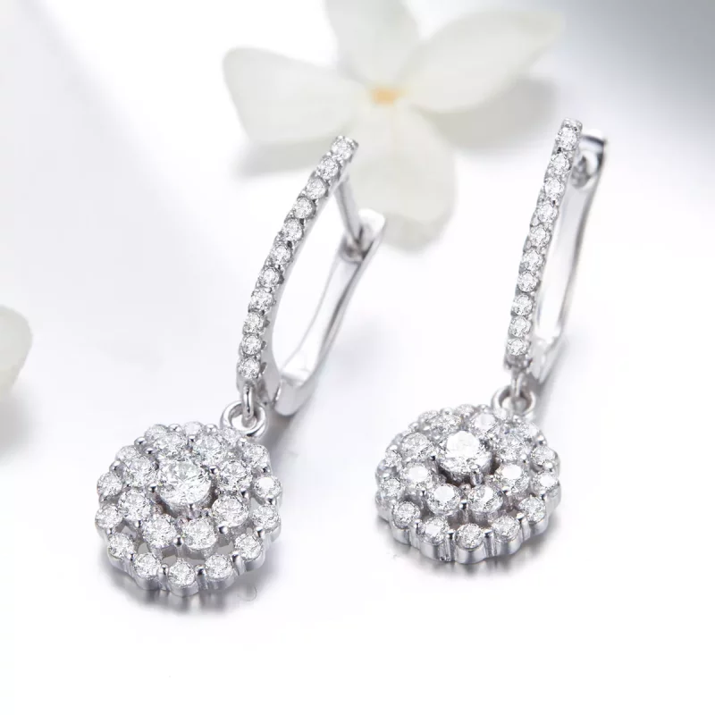 (imagen para) Pendientes de aro estilo Pandora con flor de luz - SCE517 - Ver 4