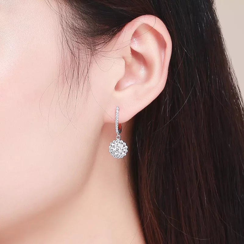 (imagen para) Pendientes de aro estilo Pandora con flor de luz - SCE517 - Ver 5