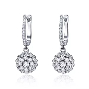Pendientes de aro estilo Pandora con flor de luz - SCE517 (imagen para) Pendientes de aro estilo Pandora con flor de luz - SCE517