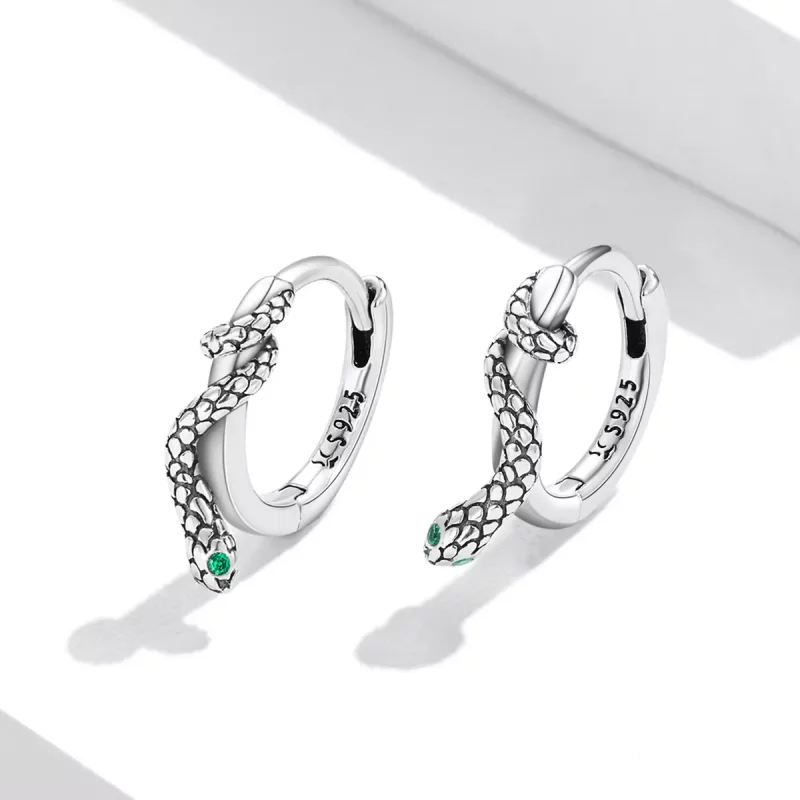 (imagen para) Pendientes de Aro Estilo Pandora con Serpiente Espiritual - SCE1357 - Ver 2