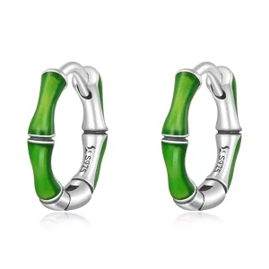 Pendientes de aro estilo Pandora de bambú - SCE1350 (imagen para) Pendientes de aro estilo Pandora de bambú - SCE1350