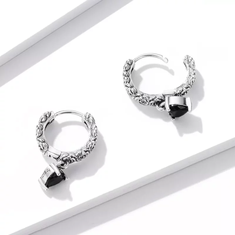 (imagen para) Pendientes de Aro Estilo Pandora Night Rose - BSE535 - Ver 2