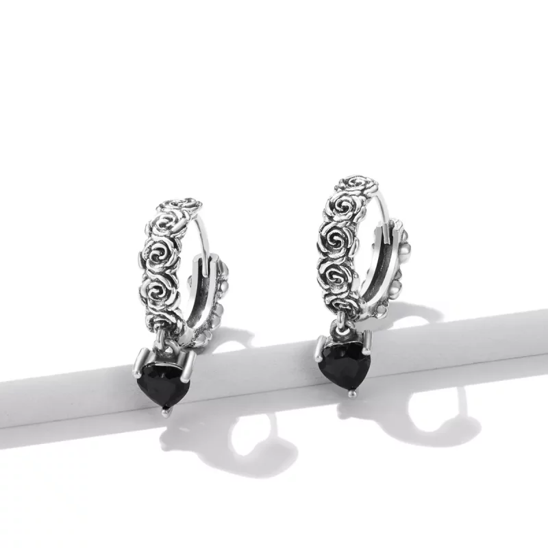 (imagen para) Pendientes de Aro Estilo Pandora Night Rose - BSE535 - Ver 3