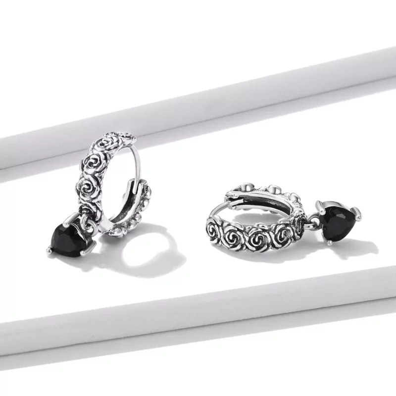 (imagen para) Pendientes de Aro Estilo Pandora Night Rose - BSE535 - Ver 4