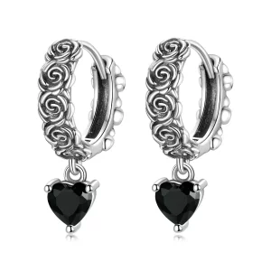 Pendientes de Aro Estilo Pandora Night Rose - BSE535 (imagen para) Pendientes de Aro Estilo Pandora Night Rose - BSE535