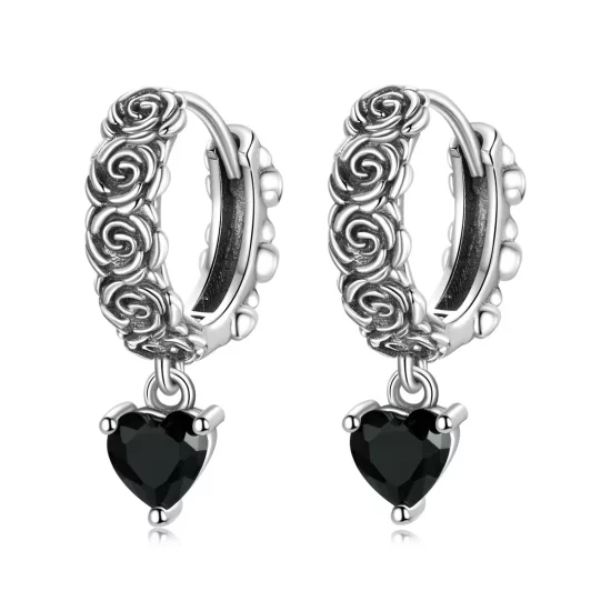 (imagen para) Pendientes de Aro Estilo Pandora Night Rose - BSE535