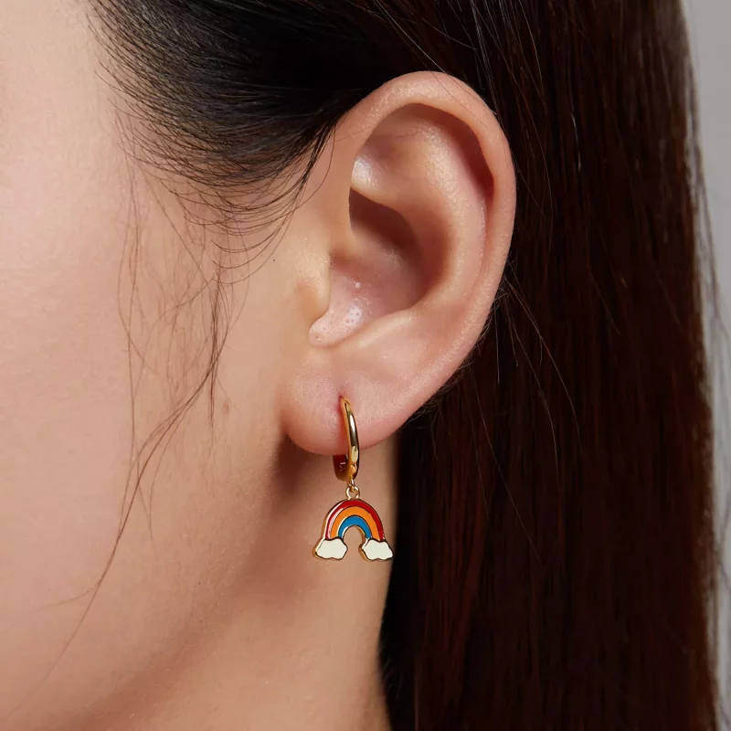 (imagen para) Pendientes de aro estilo Pandora Pop Rainbow - SCE1238 - Ver 5
