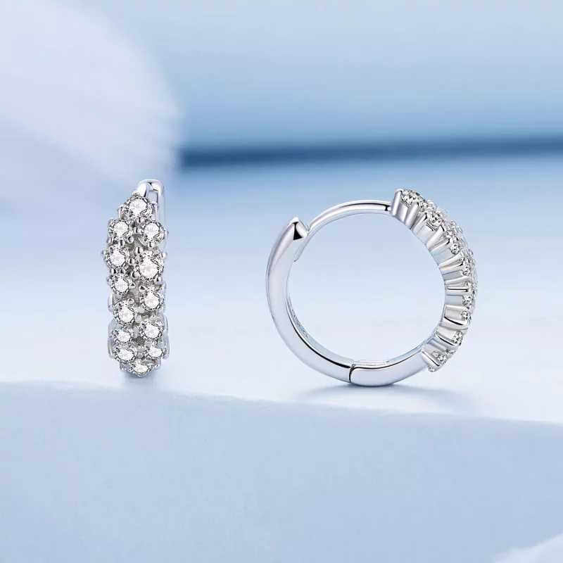 (imagen para) Pendientes de Aro Pandora Style con Circonitas Refinadas - BSE730 - Ver 2