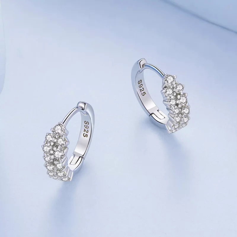(imagen para) Pendientes de Aro Pandora Style con Circonitas Refinadas - BSE730 - Ver 3