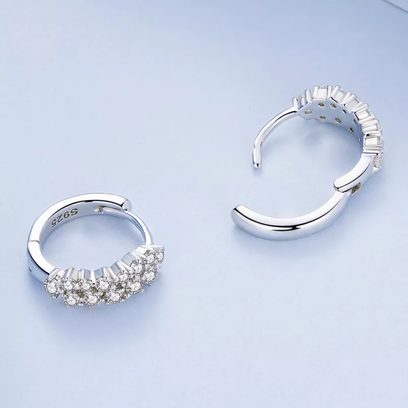 (imagen para) Pendientes de Aro Pandora Style con Circonitas Refinadas - BSE730 - Ver 4