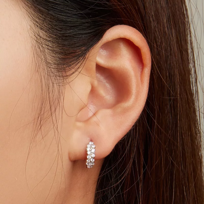 (imagen para) Pendientes de Aro Pandora Style con Circonitas Refinadas - BSE730 - Ver 5