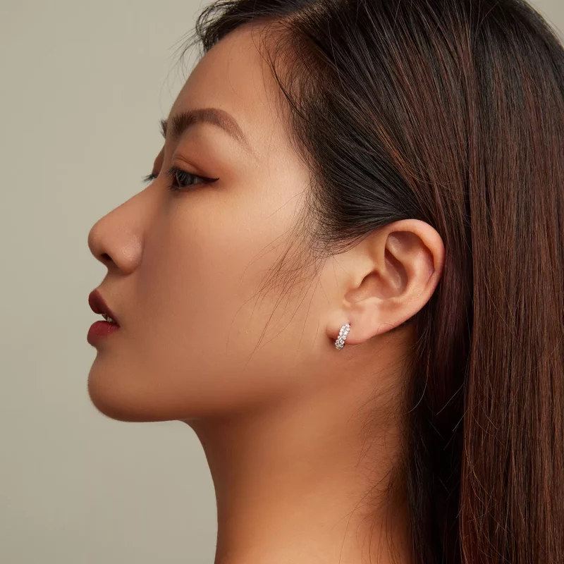 (imagen para) Pendientes de Aro Pandora Style con Circonitas Refinadas - BSE730 - Ver 7