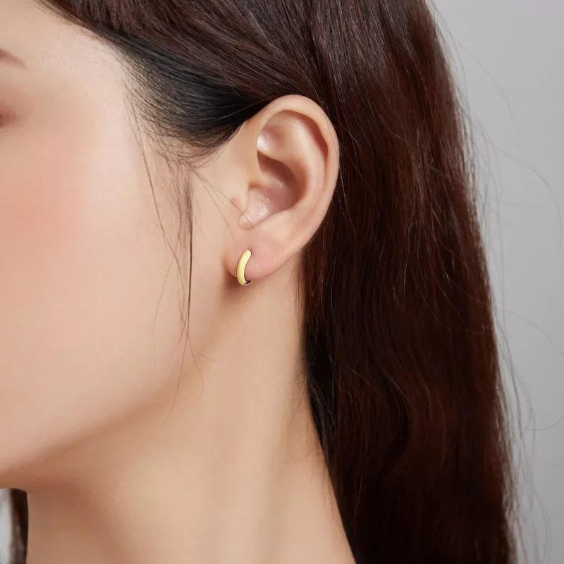 (imagen para) Pendientes de Aro Pequeños Estilo Pandora Amarillos - BSE488-YE - Ver 4