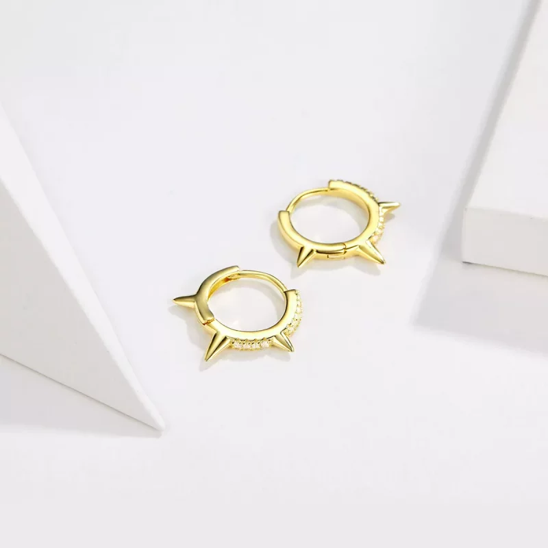 (imagen para) Pendientes en forma de aro con estilo Pandora de geometría irregular - BSE168 - Ver 2