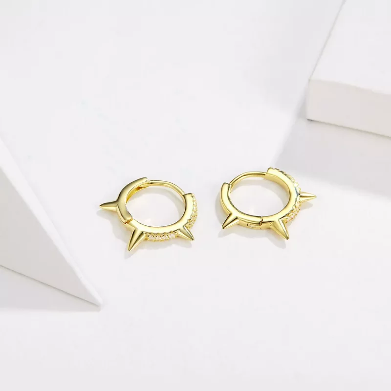 (imagen para) Pendientes en forma de aro con estilo Pandora de geometría irregular - BSE168 - Ver 3