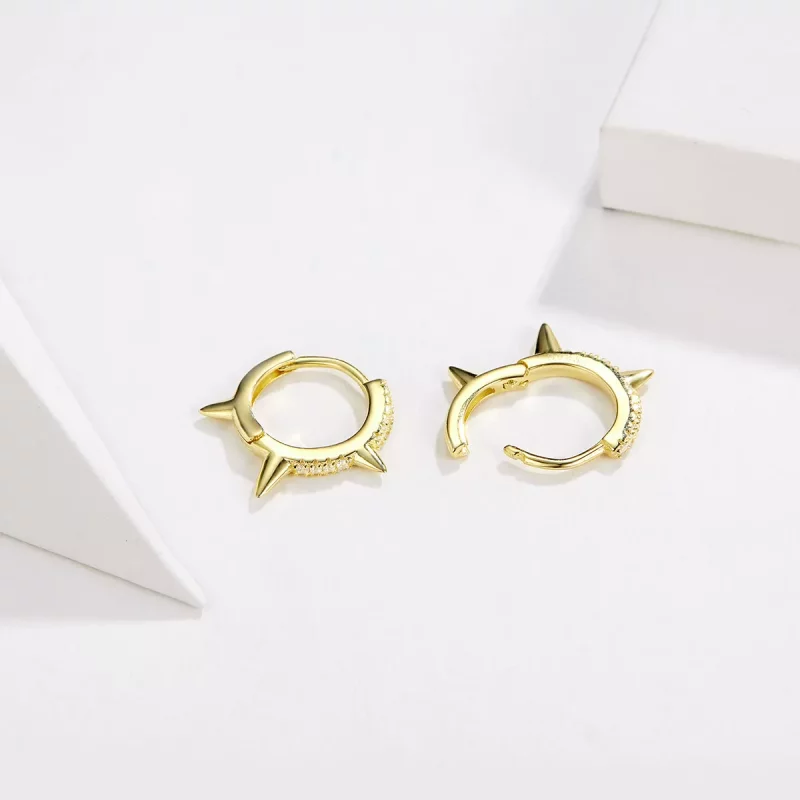 (imagen para) Pendientes en forma de aro con estilo Pandora de geometría irregular - BSE168 - Ver 4