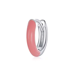 Pendientes estilo Pandora pequeños de aro rosa - BSE488-PK (imagen para) Pendientes estilo Pandora pequeños de aro rosa - BSE488-PK