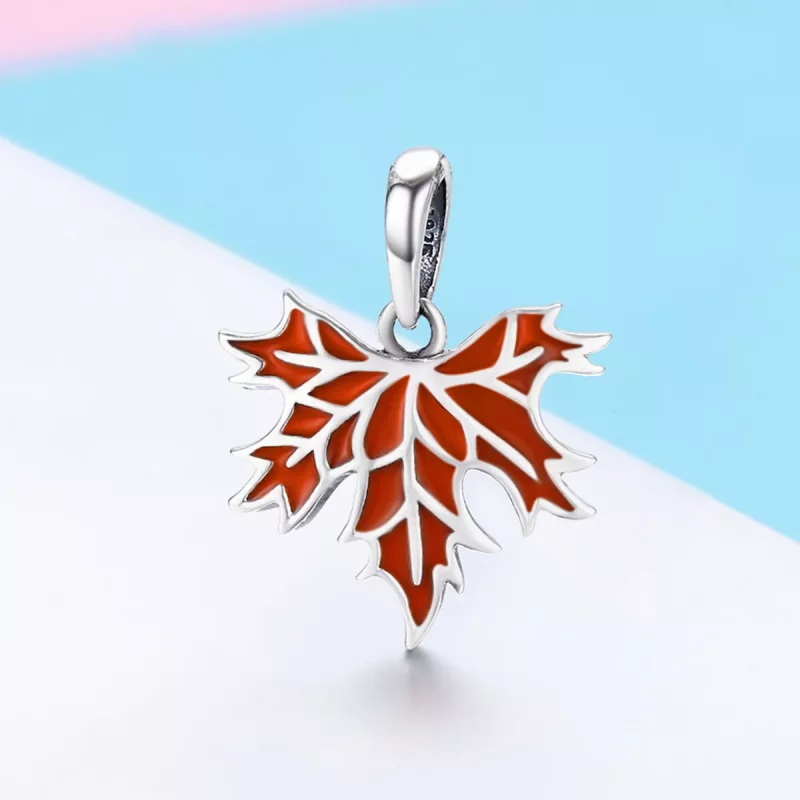 (imagen para) Colgante de collar estilo Pandora con hojas de arce de otoño tardío - SCC585 - Ver 4
