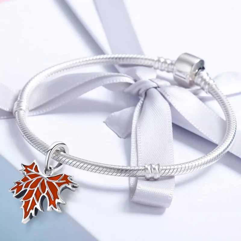 (imagen para) Colgante de collar estilo Pandora con hojas de arce de otoño tardío - SCC585 - Ver 5