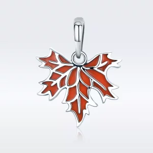 (imagen para) Colgante de collar estilo Pandora con hojas de arce de otoño tardío - SCC585