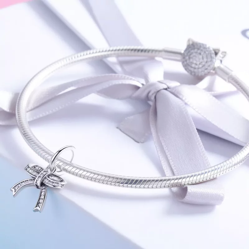 (imagen para) Colgante de plata en estilo Pandora con lazo - SCC775 - Ver 3