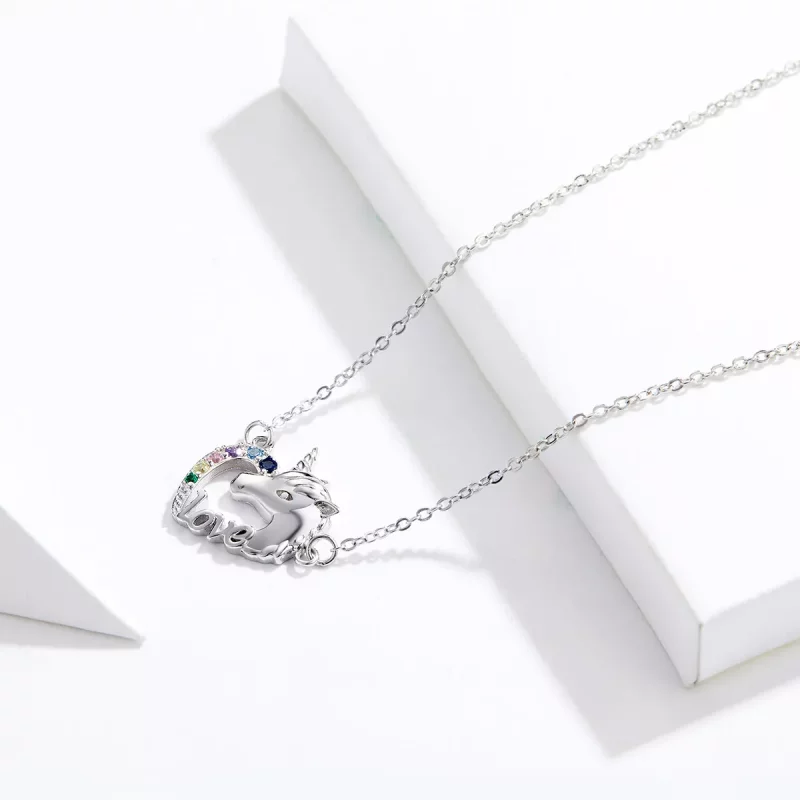 (imagen para) Colgante de unicornio adorable de estilo Pandora en plata - SCN348 - Ver 2
