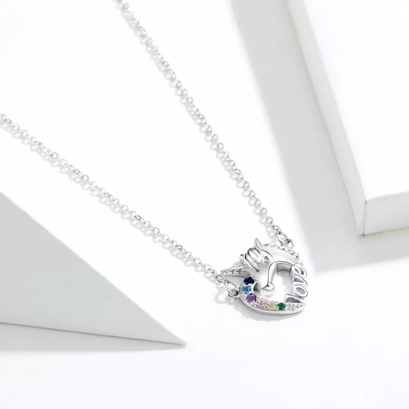 (imagen para) Colgante de unicornio adorable de estilo Pandora en plata - SCN348 - Ver 3