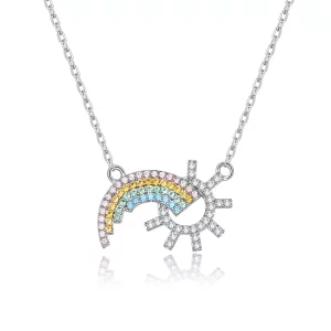 (imagen para) Collar arcoíris de plata estilo Pandora - SCN366