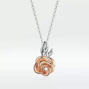 (imagen para) Collar colgante de dos tonos estilo Pandora bicolor rosa - BSN155