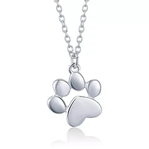 (imagen para) Collar colgante de plata estilo Pandora con colgante de huella de mascota - SCN275-2