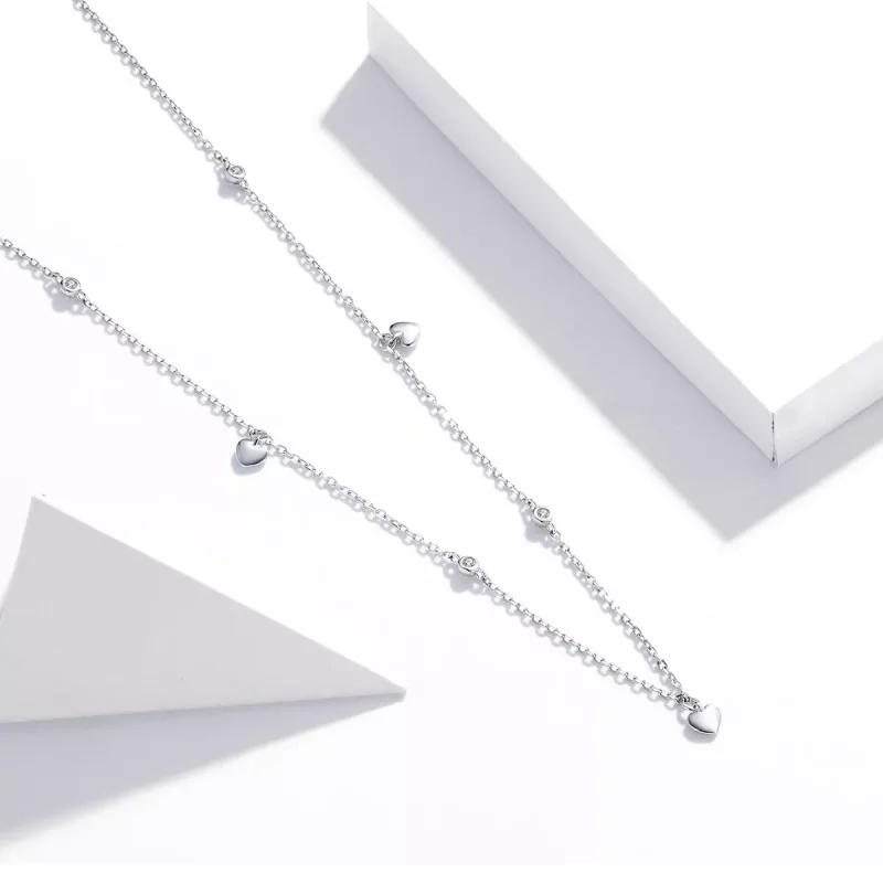 (imagen para) Collar colgante en forma de corazón de plata al estilo Pandora - SCN417 - Ver 2