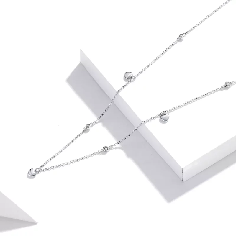 (imagen para) Collar colgante en forma de corazón de plata al estilo Pandora - SCN417 - Ver 3