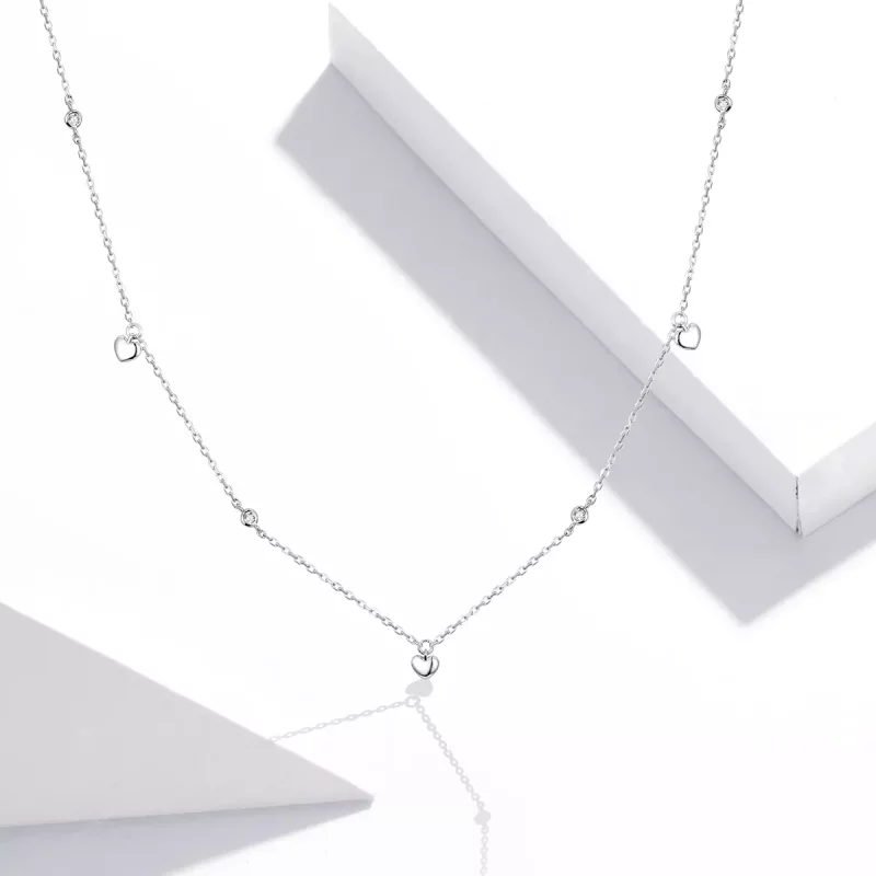 (imagen para) Collar colgante en forma de corazón de plata al estilo Pandora - SCN417 - Ver 5