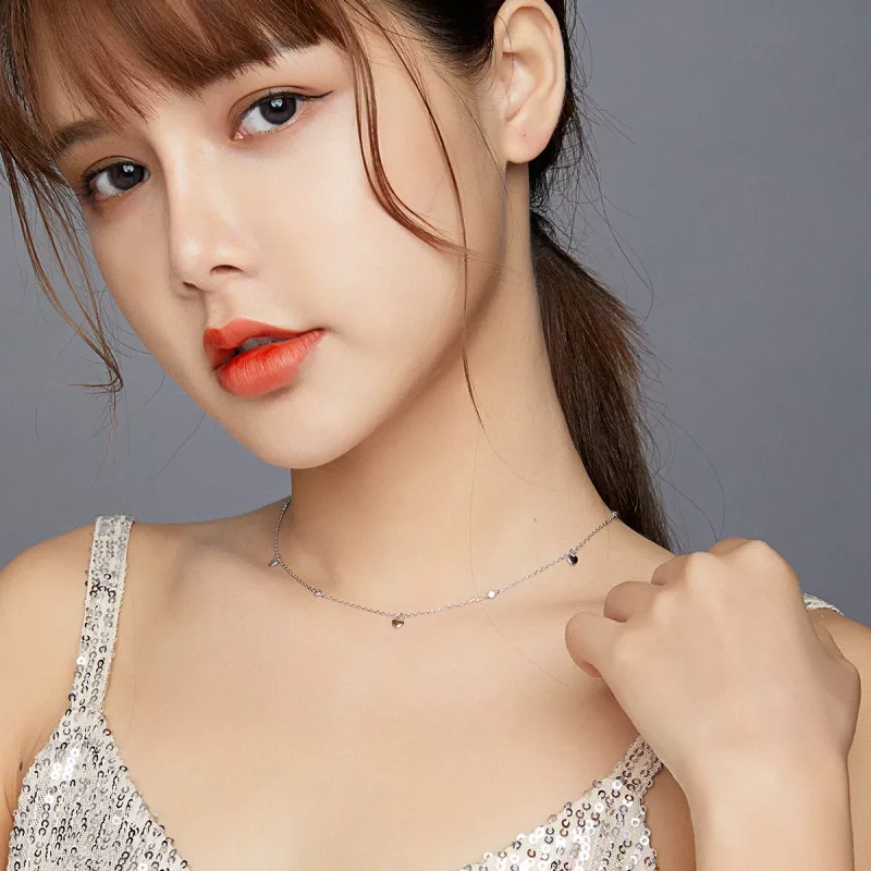 (imagen para) Collar colgante en forma de corazón de plata al estilo Pandora - SCN417 - Ver 6