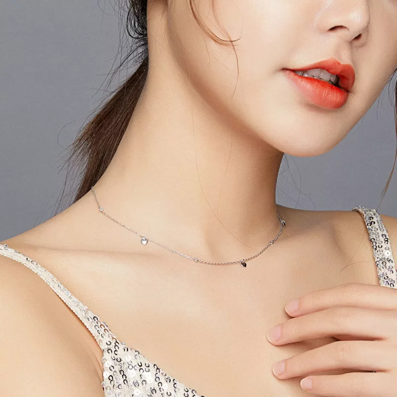 (imagen para) Collar colgante en forma de corazón de plata al estilo Pandora - SCN417 - Ver 7
