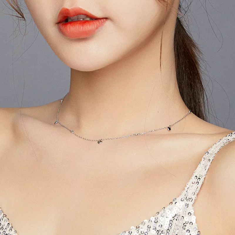 (imagen para) Collar colgante en forma de corazón de plata al estilo Pandora - SCN417 - Ver 8