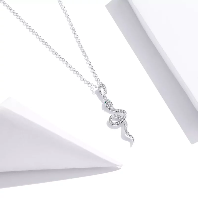 (imagen para) Collar colgante encantador de serpiente plateada al estilo de Pandora - SCN409 - Ver 2