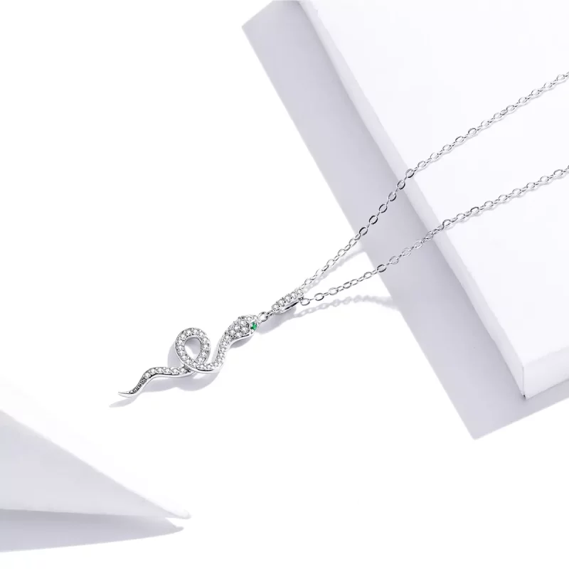 (imagen para) Collar colgante encantador de serpiente plateada al estilo de Pandora - SCN409 - Ver 3