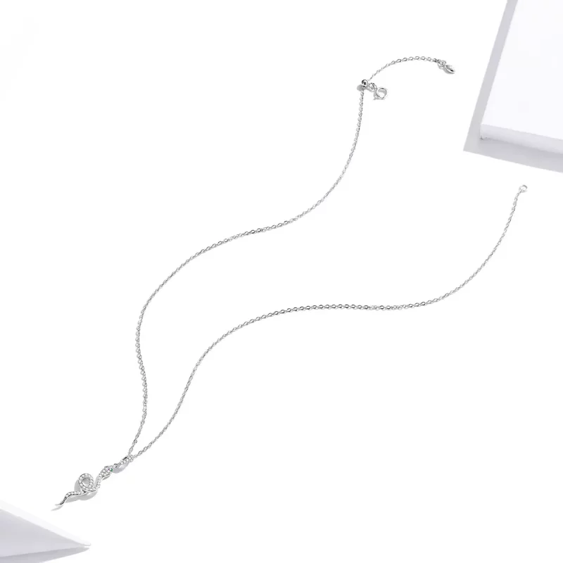 (imagen para) Collar colgante encantador de serpiente plateada al estilo de Pandora - SCN409 - Ver 4