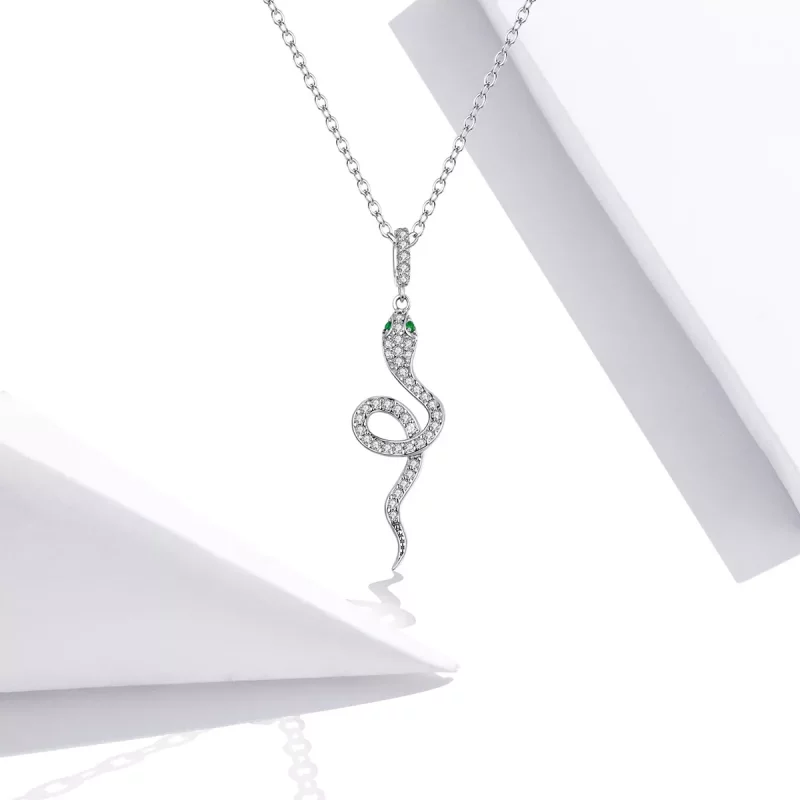 (imagen para) Collar colgante encantador de serpiente plateada al estilo de Pandora - SCN409 - Ver 5