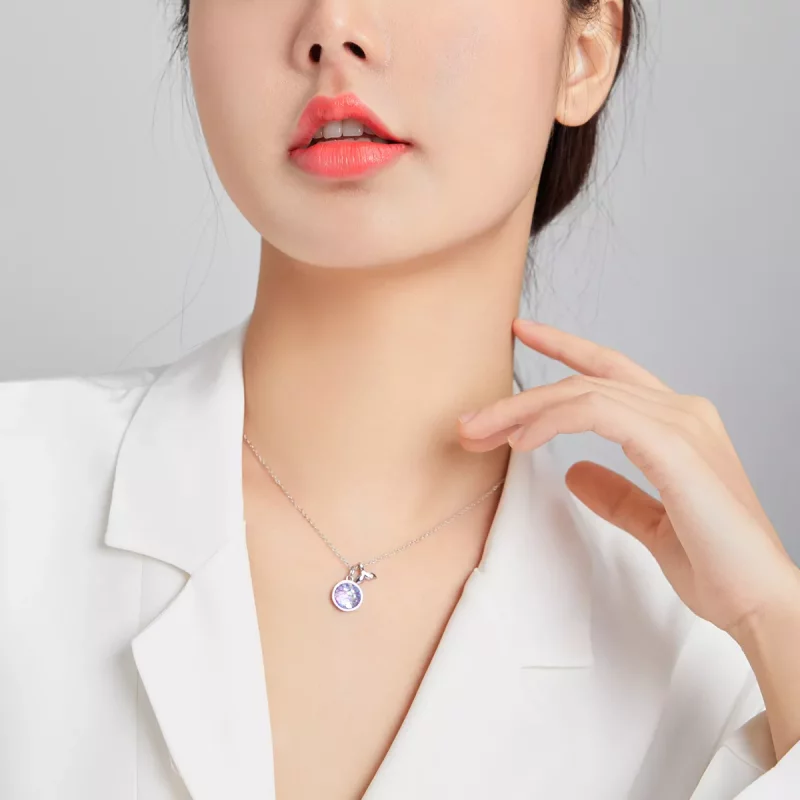 (imagen para) Collar colgante estilo Pandora con colgante de escamas de cola de pez plateado - - Ver 8