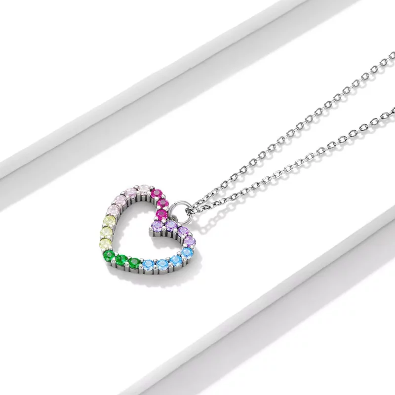 (imagen para) Collar colgante estilo Pandora de plata con amor del arcoíris - SCN449 - Ver 3