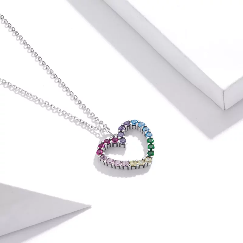 (imagen para) Collar colgante estilo Pandora de plata con amor del arcoíris - SCN449 - Ver 2