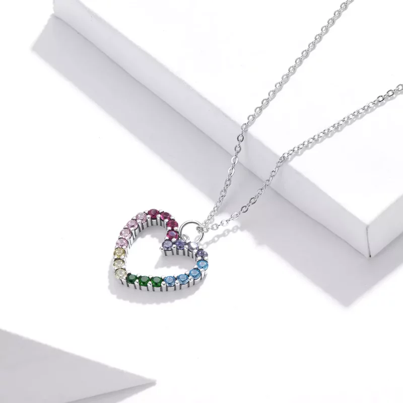 (imagen para) Collar colgante estilo Pandora de plata con amor del arcoíris - SCN449 - Ver 4