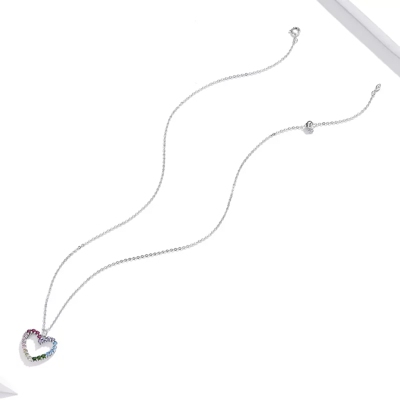 (imagen para) Collar colgante estilo Pandora de plata con amor del arcoíris - SCN449 - Ver 5